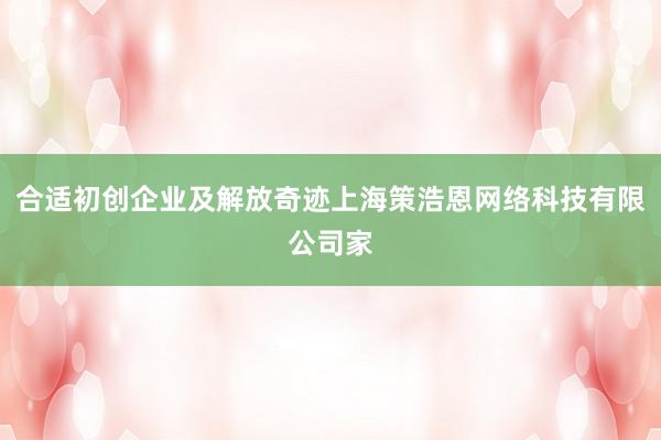 合适初创企业及解放奇迹上海策浩恩网络科技有限公司家